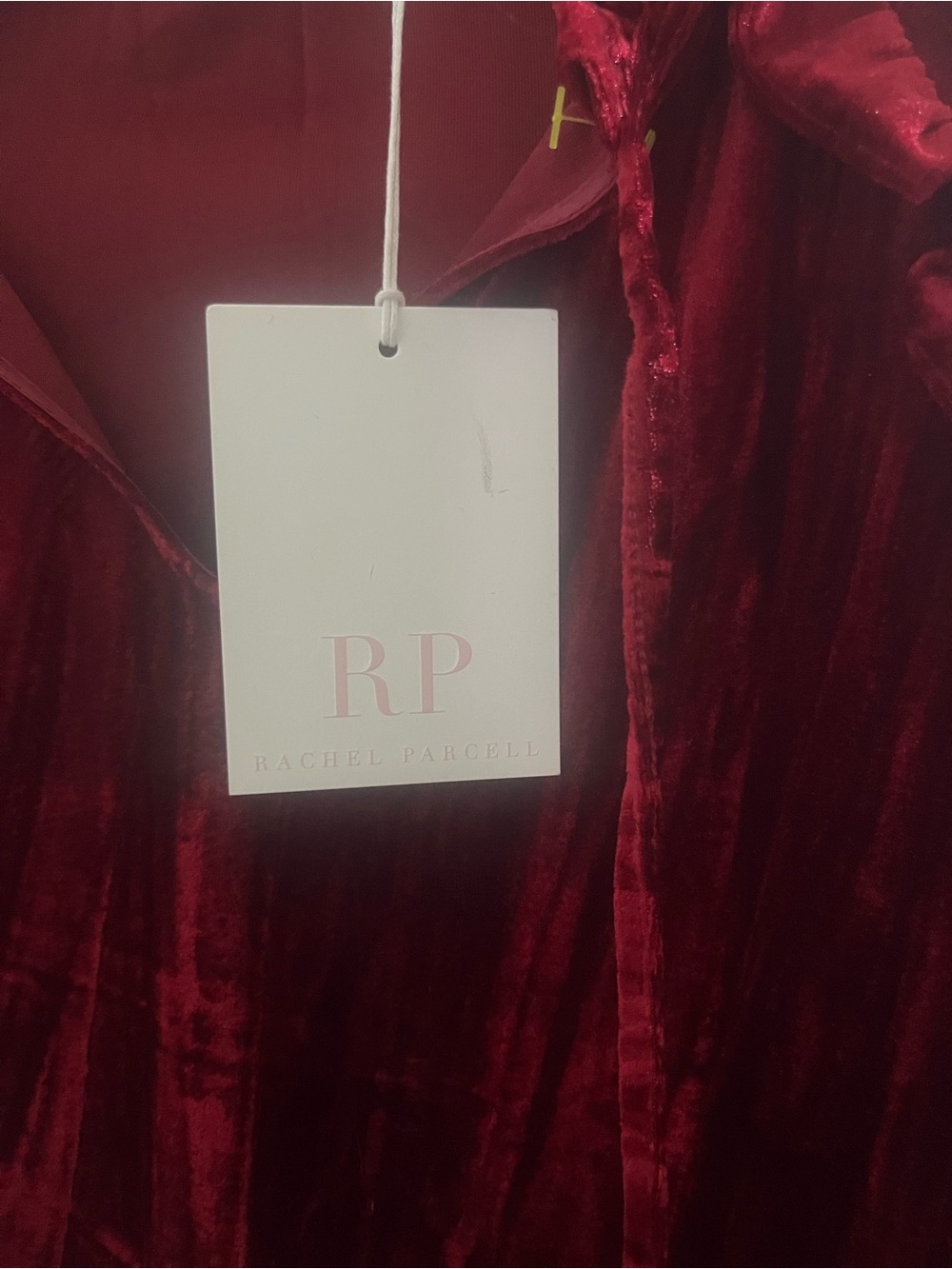 Rachel parcell Velvet Ruffle Tie-Neck Blouse - Deep Red - Picture 2 of 7